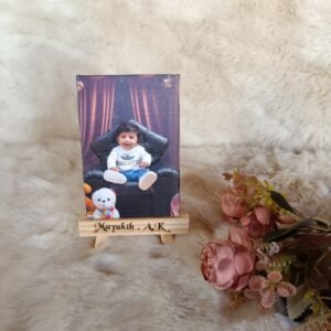 Personalized Canvas Print on Engraved Wooden Easel